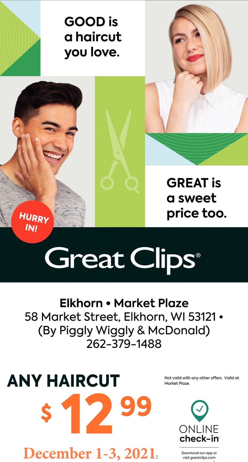 Any Haircut $, Great Clips
