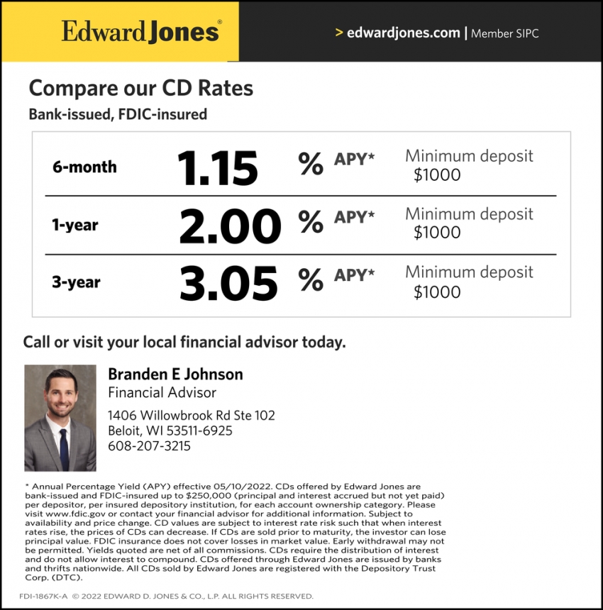 Compare Our CD Rates, Edward Jones Branden E. Johnson